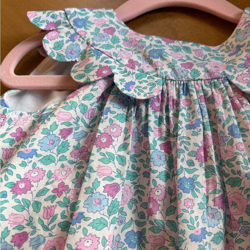Jacadi Floral Baby Dress with Pink and Blue Accents - Picture 2 of 4